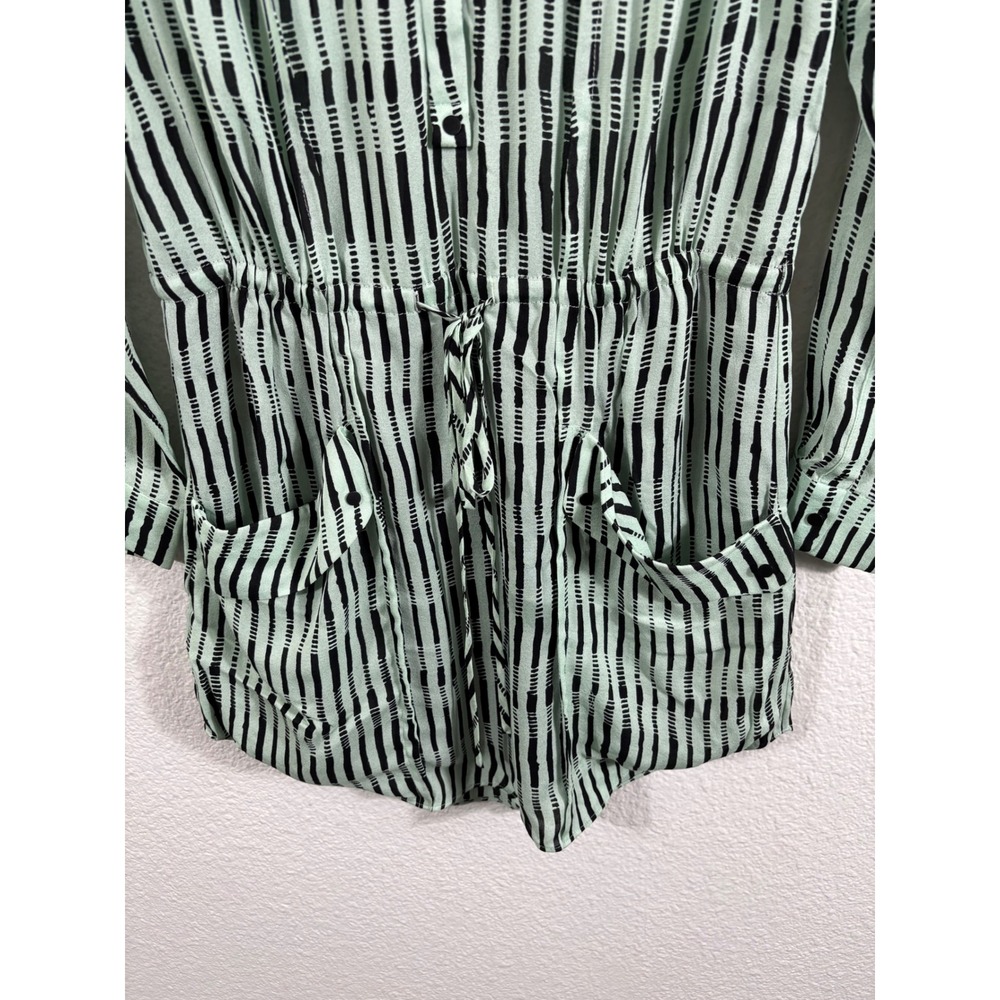 A.L.C. 100% Silk Mint Green Striped Mini Dress Long Sleeve XS‎ 6803PE - Picture 5 of 9